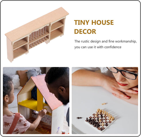 Toyvian Miniature Storage Cabinet Wall Dollhouse Mini Wood Cupboard Miniature Bookshelf Model Furniture Accessories for 1: 12 Doll House Kitchen L...
