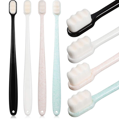 4 Pieces Extra Soft Toothbrushes for Sensitive Gums with 20000 Micro Nano Bristle for Adult Pregnant Gum Recession Elderly Braces, Protect Fragile...