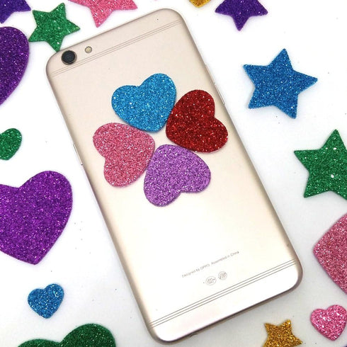 260 Pieces Colorful Glitter Foam Stickers Self Adhesive Stars Mini Heart Shapes Glitter Stickers, Kid's Arts Craft Supplies Greeting Cards Home De...