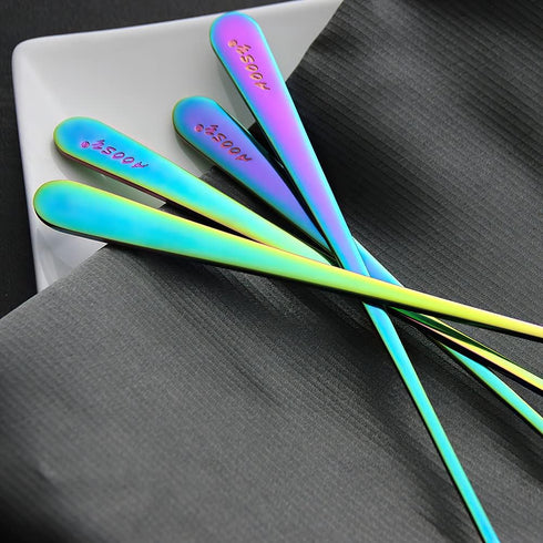IQCWOOD Long Handle Iced Tea Spoons, Coffee Stirrers, 9-Inch Coffee Spoons, Rainbow Stainless Steel Ice Tea Spoons Stirrers Spoons Ice Cream Spoon...