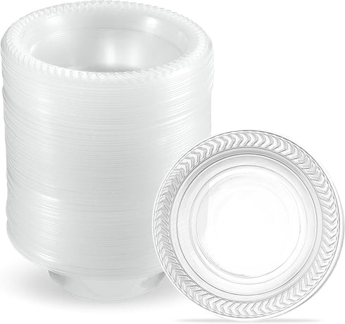 PLASTICPRO 40 Pack Clear Plastic Soup Bowls 5 oz Durable Disposable Small Plastic Bowls for Parties Events BBQ...