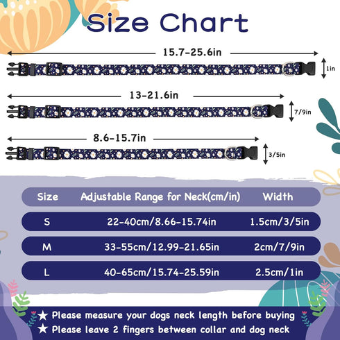 Athbavid Floral Dog Collar, Flower Print Dog Collars with Cute Charm, Adjustable Dog Collars for Small Medium Large Dogs,Pet Girl Boy,Running Walk...