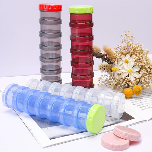 7 Day Pill Organizer Case Stackable Weekly Supplements Vitamins Pills Holder Dispenser Large Translucent Black with Extra Lid...