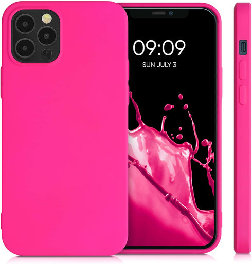 kwmobile Case Compatible with Apple iPhone 12 / iPhone 12 Pro Case - Slim Protective TPU Silicone Phone Cover - Neon Pink...