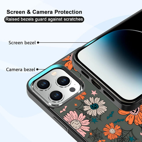 Vintage Pumpkins Head Flower Hear Phone Case Fit for iPhone iPhone 14 Pro Max, TPU Shockproof Protective iPhone Case Spooky Halloween Spider Web P...