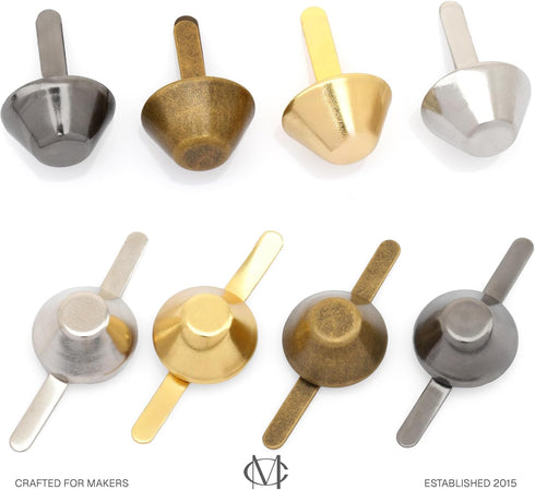 CRAFTMEMORE Cone Brads Purse Feet Handbag Flat Nailheads Spike Prong Studs Avail in Multiple Sizes 100 PCS (15 mm (?5/8"), Gunmetal)...