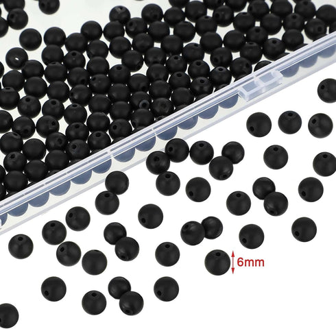 Ecally 300 Pieces Black Matte Onyx Beads Natural Black Agate Round Frosted Onyx Gemstone Loose Beads for Bracelet Necklace Jewelry DIY Making(6 mm...