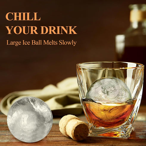 Round Ice Cube Mold,8 PCS x 1.8 inch Whiskey Ice Cubes,Circle Ice Cube Tray with Lid,Large Ice Ball Maker Mold Sphere Ice Cube,Large Ice Cube Mold...