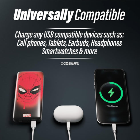 Marvel Spiderman 10,000 MAH Power Bank- Portable Phone Charger Battery Pack w/USB Charging Ports- Spider-Man Gifts for Men, Boys, Girls and all Fa...