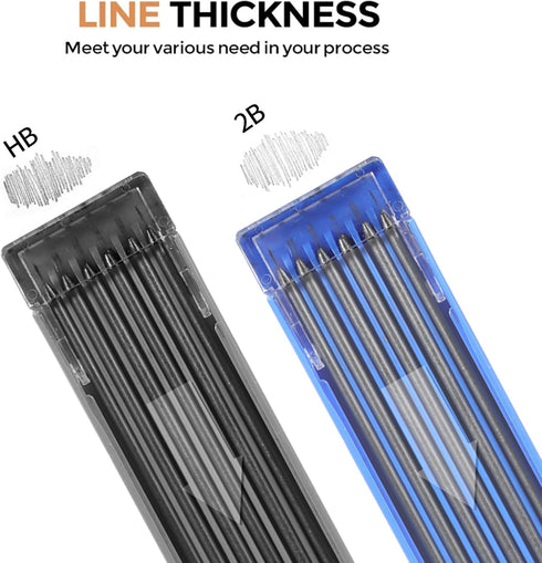 2mm Mechanical Pencil Set, 2 Pieces Artist Carpenter Drafting Pencils 2.0 mm with 2 Tube Lead Refill (HB, 2B), Art Lead Holder Metal Marker for Dr...