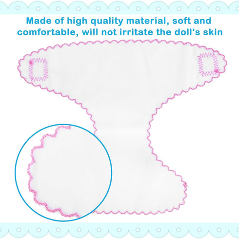 Aster 4 Pcs Baby Doll Diapers Underwear for 12-15 Inch, Reusable Doll Diapers, Baby Doll Accessories Suitable for Infant Dolls Baby Girls(Pink, Pu...