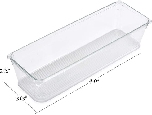 Masirs Clear Drawer Organizer - Easily Organize and Customize the Layout of Drawers. Great for Office Desk, Utensils, Cosmetics and Makeup. (8-Pie...