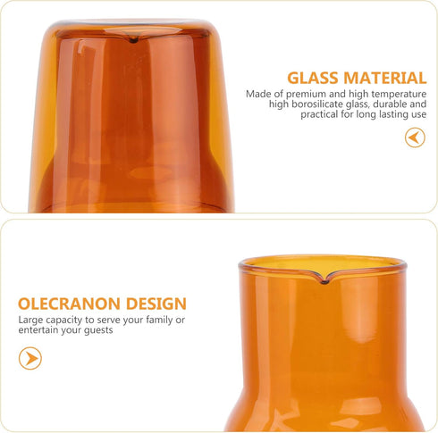 Cabilock 1set Glass Cup and Water Kettle Kit High Borosilicate Drinking Tools for Home Office Hotel Use for Cold Beverages Like Water Tea and Juic...