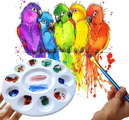 Hulameda 10pcs Paint Tray Palettes,Plastic Round Pallet for Kids or Pupils to Painting, DIY Craft at Home, Kindergarten or School...