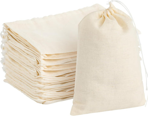 TUZAZO 24 Pack Reusable Tea Bags, Soup Bags, Cheesecloth Bags for Straining, Spice Bags for Cooking, Drawstring Muslin Bags, Sachet Bags, Coffee T...