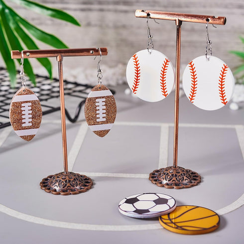 Beadthoven DIY 4 Pairs Sports Ball Earrings Making Starter Kit Football Rugby Baseball Basketball Charms Pendants with Earring Hooks Jump Rings Cu...