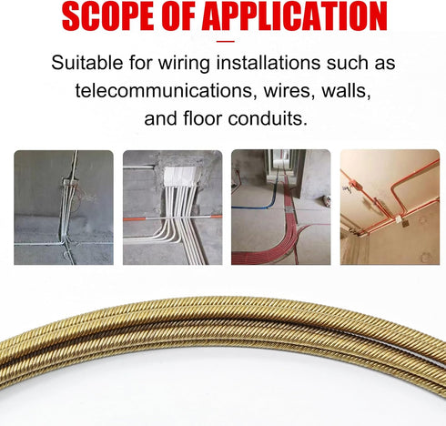 1 Set 16ft/5m Wire Threader, Fish Tape Fastener, Wire Pulling Tool, Electrician Wire Threader for Right Angle Conduit, Wall Channel and Floor Cond...