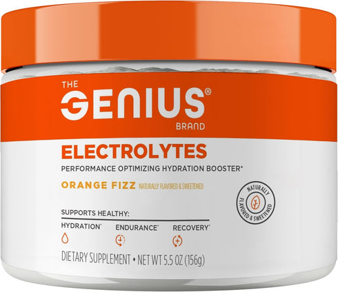 Genius Electrolytes Powder Drink Mix, Orange Fizz, 30 Servings - Natural Hydration Booster & Endurance Supplement with Potassium, Magnesium & Zinc...