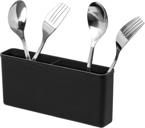 iPEGTOP Cutlery Utensil Silverware Drying Rack Basket Holder with Hooks - Flatware Storage Solution for Kitchen Dish Drainer Dish Drying Rack, Bla...