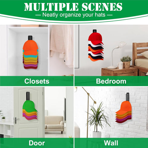 Hat Racks for Wall Cap Organizer, Hat Hangers for Baseball Caps Hat Holder Display, Sticky or Drilling Use, Hat Storage for Door, Closet, Office, ...