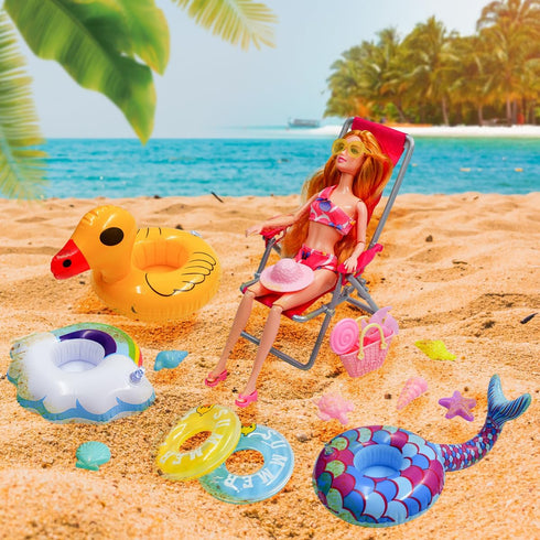 Doll Clothes Accessories - 36Pcs Girl Doll Clothes Swimsuit Series for 11.5''Doll Included Bikini Mermaid Swimsuit Surfboard Beach Chair Swimming ...