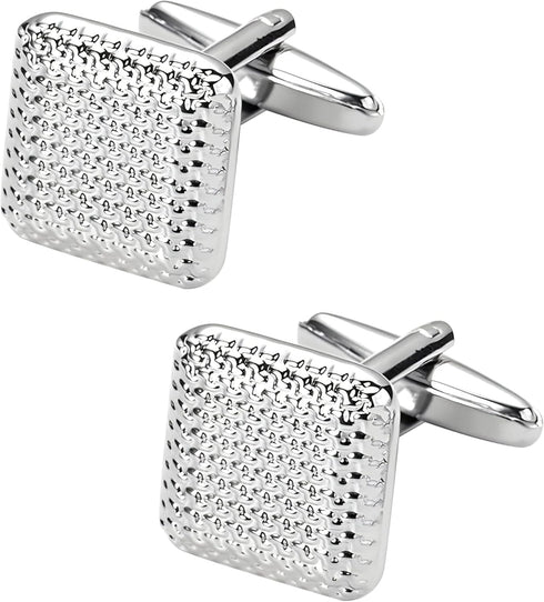 4 Colors Square Metal Cufflinks for Men with Gift Box Silver, Gold Plated, Black, Rose Gold Men Cuff Links for Wedding Dress Shirt Party Birthday ...