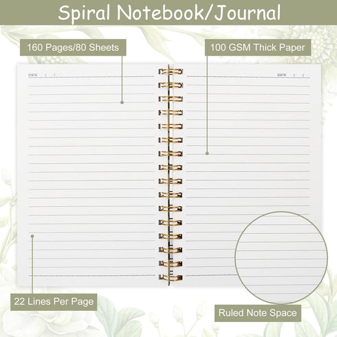 Vintage Wildflower Spiral Journal Notebook 80 Sheets A5 Retro Floral Flower College Ruled Notebook Strong Twin-Wire Binding with Premium Paper for...