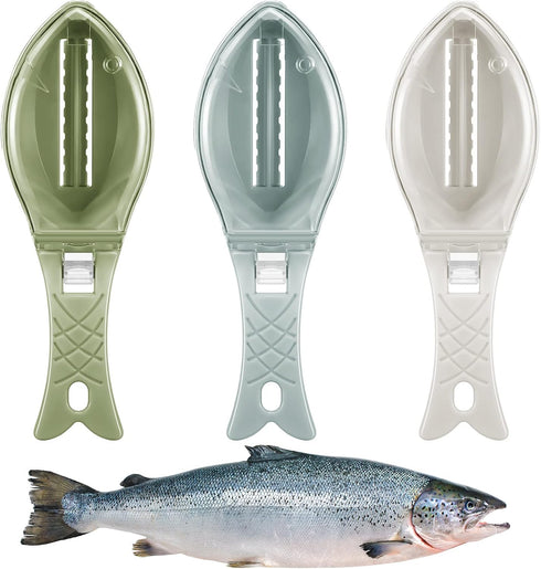 3 Pieces Fish Scale Remover Cleaner Fish Skin Brush Plastic Kitchen Scraper Graters Tool Fast Cleaning Kit(Light Colors)...