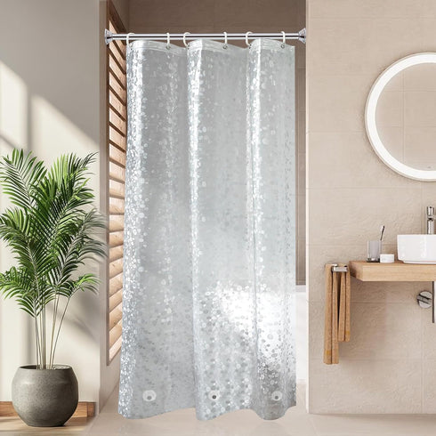 AooHome 36x72 Inch Stall Size Shower Curtain Liner, EVA Shower Curtain 3D Pebble Pattern with 3 Bottom Magnets, Heavy Duty, Water Repellent, Semi ...