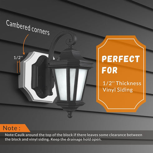 Siding Mounting Block, Vinyl Siding Light Mounting Block with Built-in Electrical Box, Outdoor Siding Mounting Plate for 1/2 Inch Lap Double - 1 P...