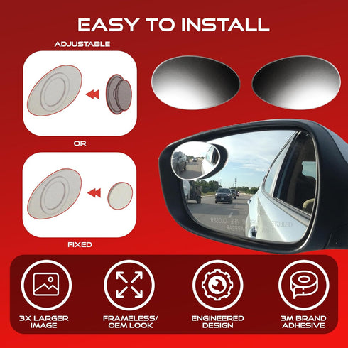 Blind Spot Car Mirrors: Semi Oval Convex Rear View/Side Car Mirror |Automotive Exterior Accessories | Blindspot Stick On Mirror For Car By Utopica...