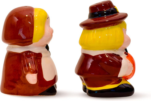 Holiday Salt and Pepper Shakers, Pilgrim Couple Holiday Ceramic Set, Holiday Decor, Barclay’s Buys...