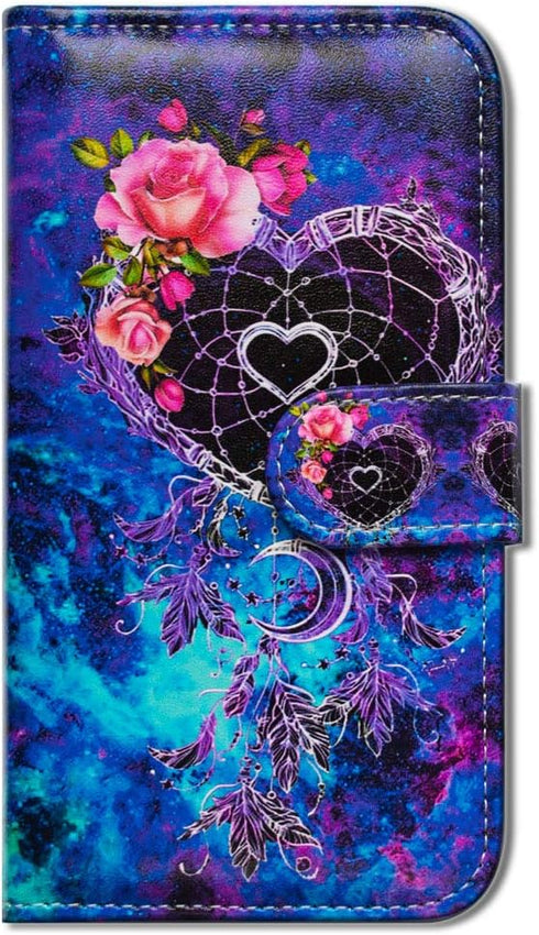 Case for Samsung Galaxy A20/Galaxy A30, Dream Catcher Flower Space Folio Leather Case Cover with Credit Card Slot ID Card Holder Kickstand for Gal...