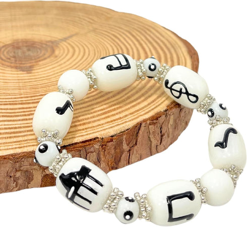 Music Note Bracelet, Teacher Appreciation Recital Gift, Glass Beaded Bracelet, 1 pc...