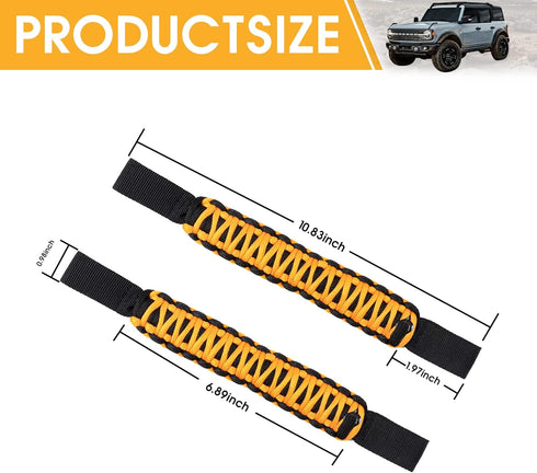 Headrest Grab Handles for Jeep Wrangler, Toyota Tacoma, Trucks, SUV, Ford Bronco - Paracord Handles, Universal, Yellow, 1 Pair...
