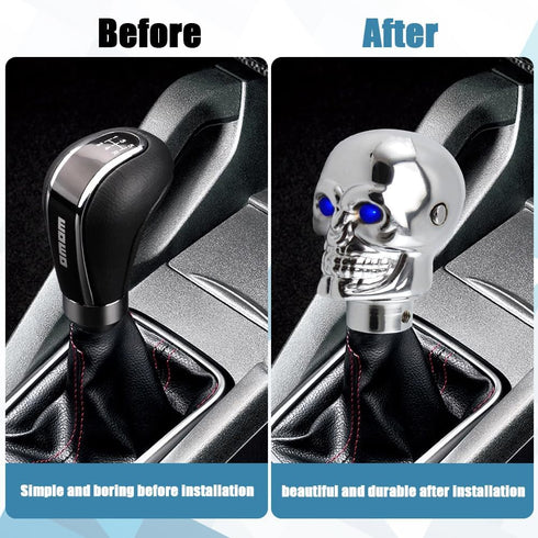 ASUBHA Skull Shifter Knob, Personalized Skull Shifter Head with Adjustable LED Double Eyelet Decorations, Gear Knob Head Universal Car Interior Ac...