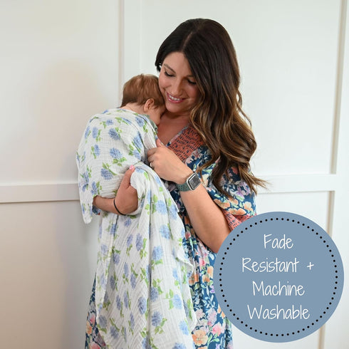 Swaddle Blanket | 100% Muslin Cotton | Newborn and Baby Nursery Essentials for Girls, Registry | Hydrangea Print...
