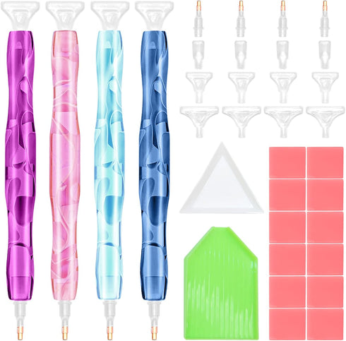 ZYNERY 4 PCS Diamond Painting Pens, Resin Diamond Art Pens with Clay Tips Tray, 5D Diamond Painting Accessories and Tools for DIY Diamond Painting...