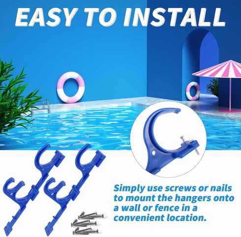 2 Pack Plastic Pool Pole Hangers Hooks, Pool Holder Hooks for Telescopic Poles, Skimmers, Leaf Rakes, Nets, Brushes, Vacuum Hose, Garden Tools and...
