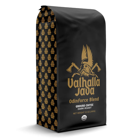 Death Wish Coffee Valhalla Java Dark Roast Ground Coffee, 12 Oz, Bold & Intense Blend of Arabica Robusta Beans, USDA Organic...