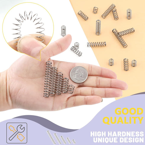 Swpeet 150Pcs 5 Sizes Compression Springs Assortment Kit, Mini Stainless Steel Extension Springs for Shop and Home Repairs, 0.39" to 1.97" Length,...