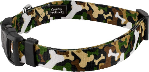 Country Brook Petz - Deluxe Woodland Bone Camo Dog Collar - Made in The U.S.A., Camouflage Collection featuring Rugged Designs (1 Inch, Medium)...