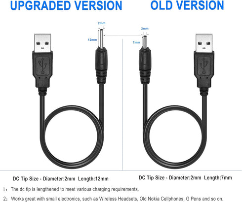 2pcs USB DC Charger Charge Charging Cable for Mini S530 Smallest Invisible Wireless Bluetooth Earbuds Earphones Headphones Headset and Bluetooth S...
