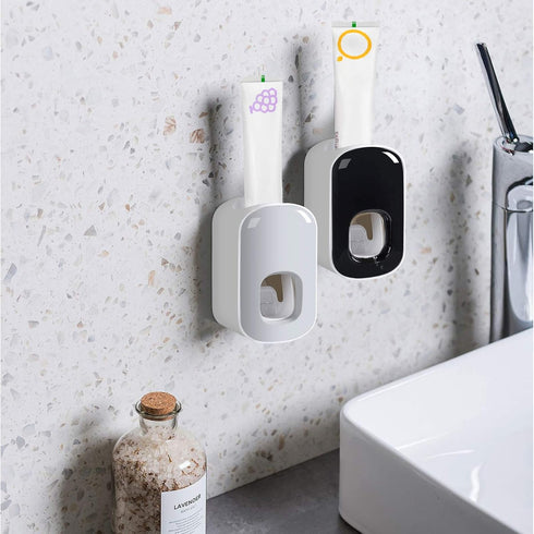 Toothpaste Dispenser,Automatic Toothpaste Squeezer Fit for Kids and Adults,Hands Free Wall Mounted Toothpaste Holder With Self-stick Sticker,Punch...