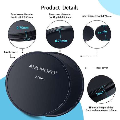77mm Metal Lens Cap,Compatible with All Any 77mm with Camera Thread Lens and 77mm Camera Accessory.CNC MACHINED(Front Cover+Rear Cover)...