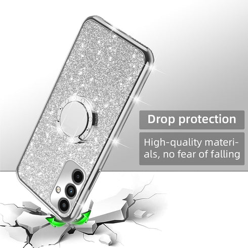 nancheng Case for Galaxy A15 5G, for Samsung Galaxy A15 5G Case with Ring Kickstand Lanyard Shockproof Protection Phone Case Cute Soft TPU Glitter...