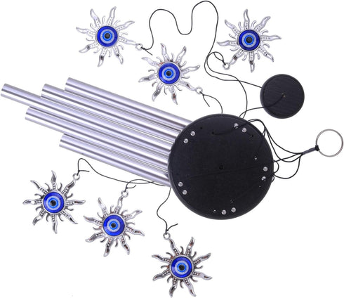 Blue Evil Eye Sun Wind Chimes Outdoor Decor, Mobile Sun Evil Eye Windcatcher, Evil Eye Sun Wind Bells, Sun Blue Evil Eye Amulet Wind Chimes for Ho...