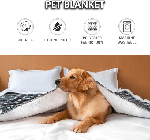 Waterproof Pet Blanket Dog Blankets, Pattern Printing Super Soft Warm Fluffy Facecloth Sofa Car Bed Protector, Urine Proof Washable Pet Blanket fo...