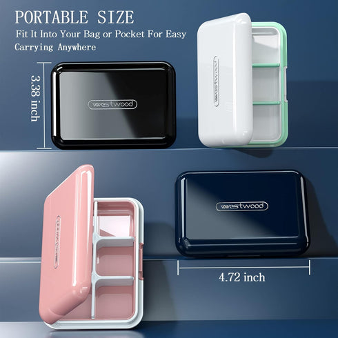 DUBSTAR Travel Pill Organizer Moisture WaterProof Small Pill Box for Pocket Purse 6 Compartments Portable Pill Case Medicine Vitamin Holder Contai...