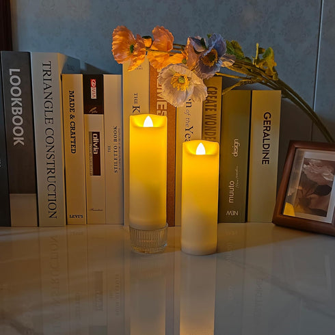 iZAN 2 Pack Flameless Battery Operated LED Pillar Candles with Remote Outdoor Waterproof Flickering Decorative Lights for Halloween Christmas Home...